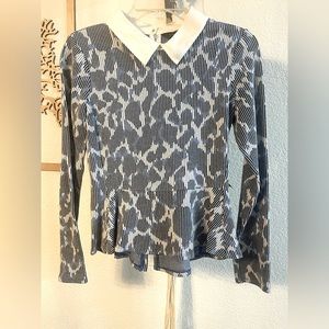 BCBGMaxazaria Peter Pan Long Sleeve Top